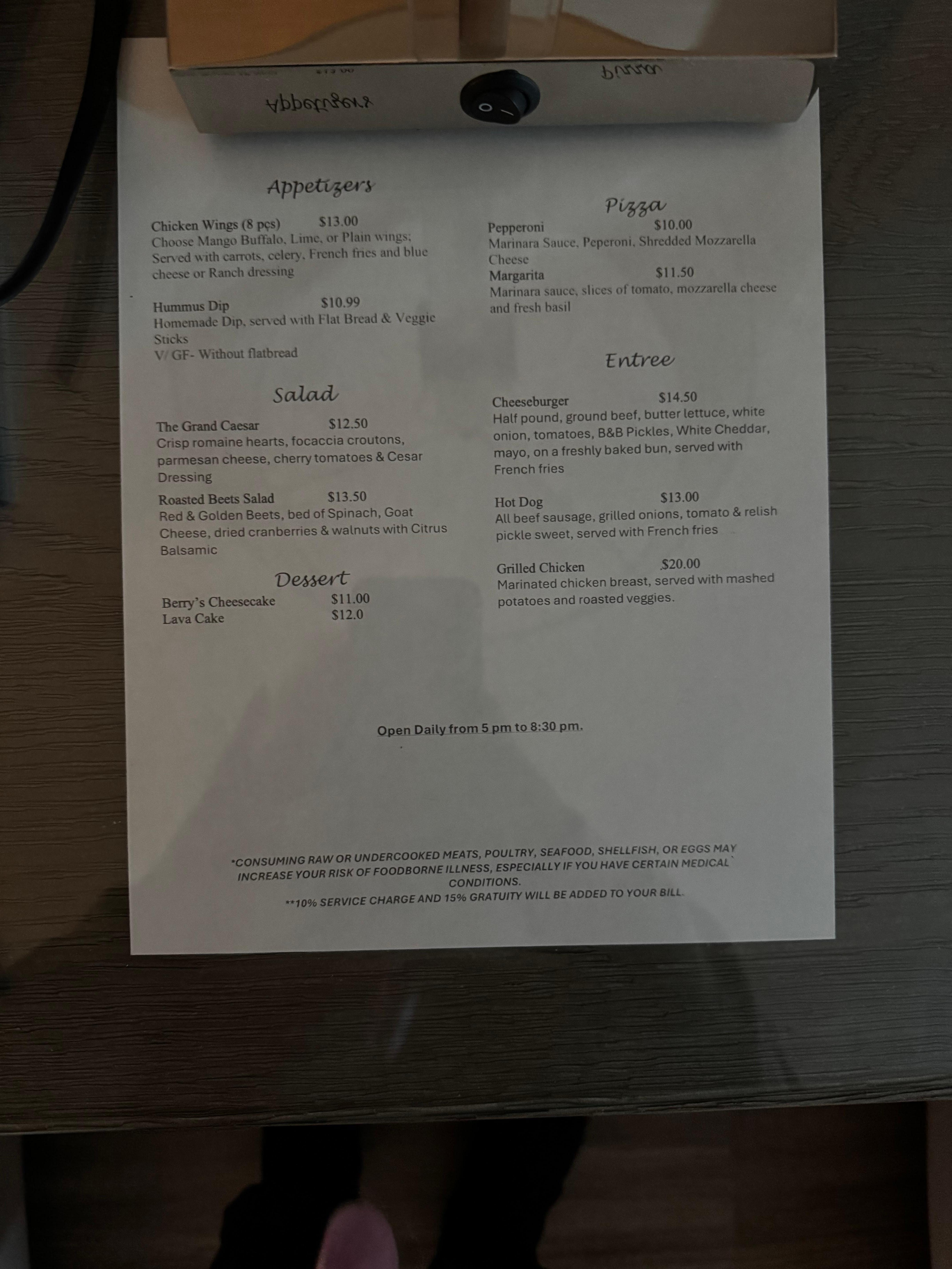 Time listed that room service was available. Called well before 8:30 and told it was closed
