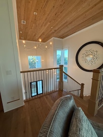 Grand entrance from the 2nd floor - the wood detail was gorgeous!