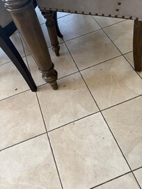 Food and sand on floor
