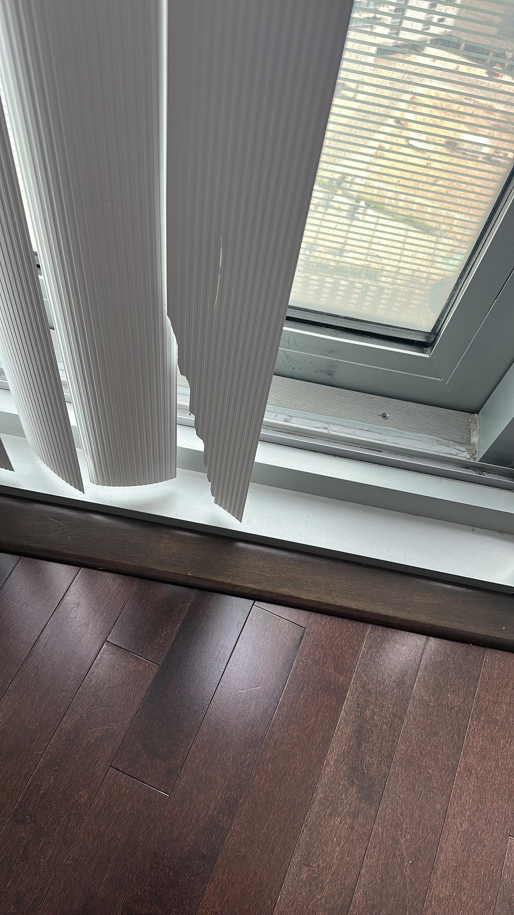 Broken blinds.
