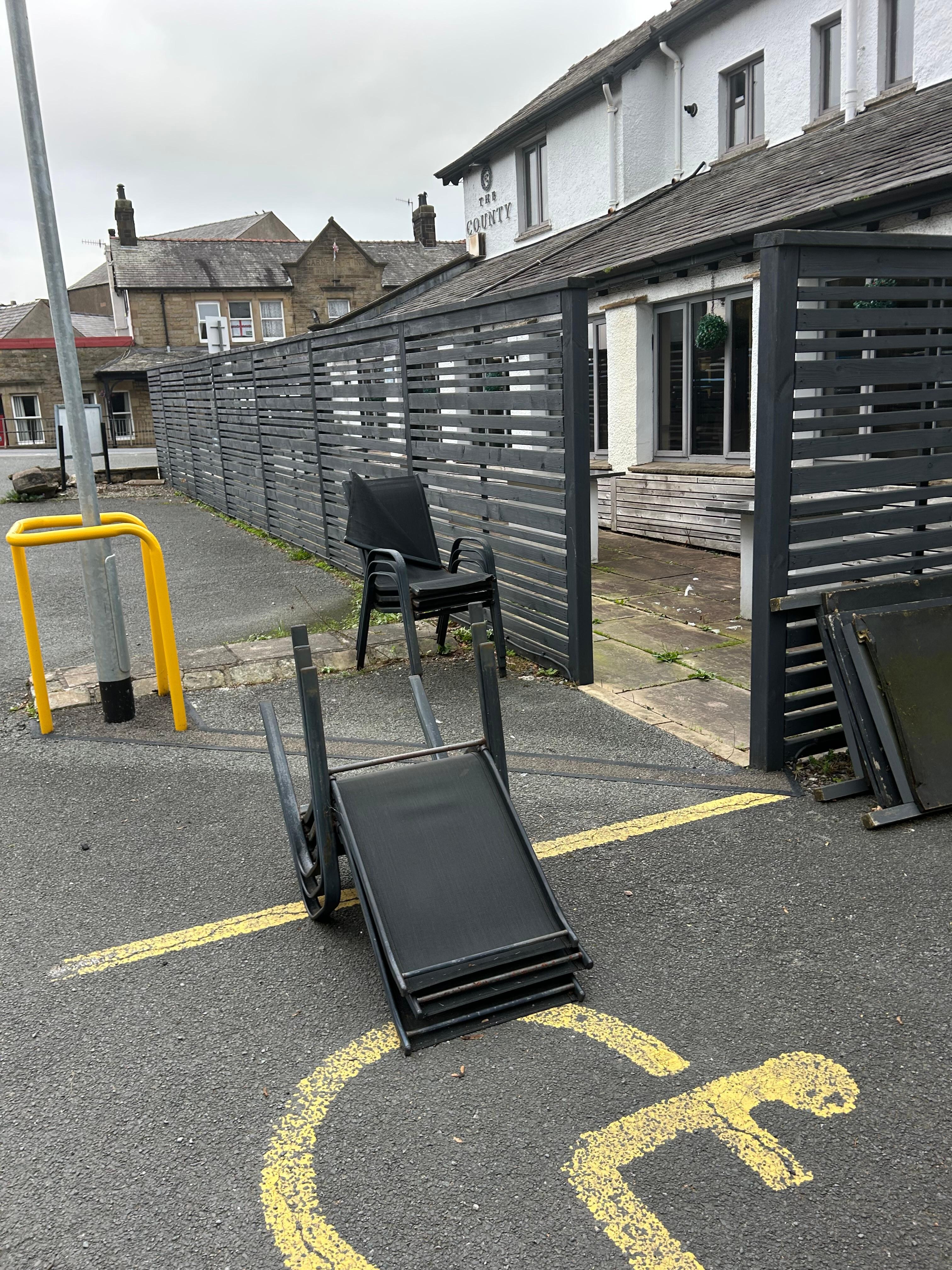 Detritus in the car park.
