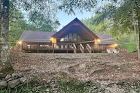Looking at the cabin from the water’s edge.