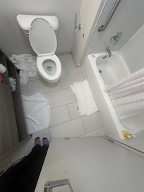 Towels after the toilet over flowed