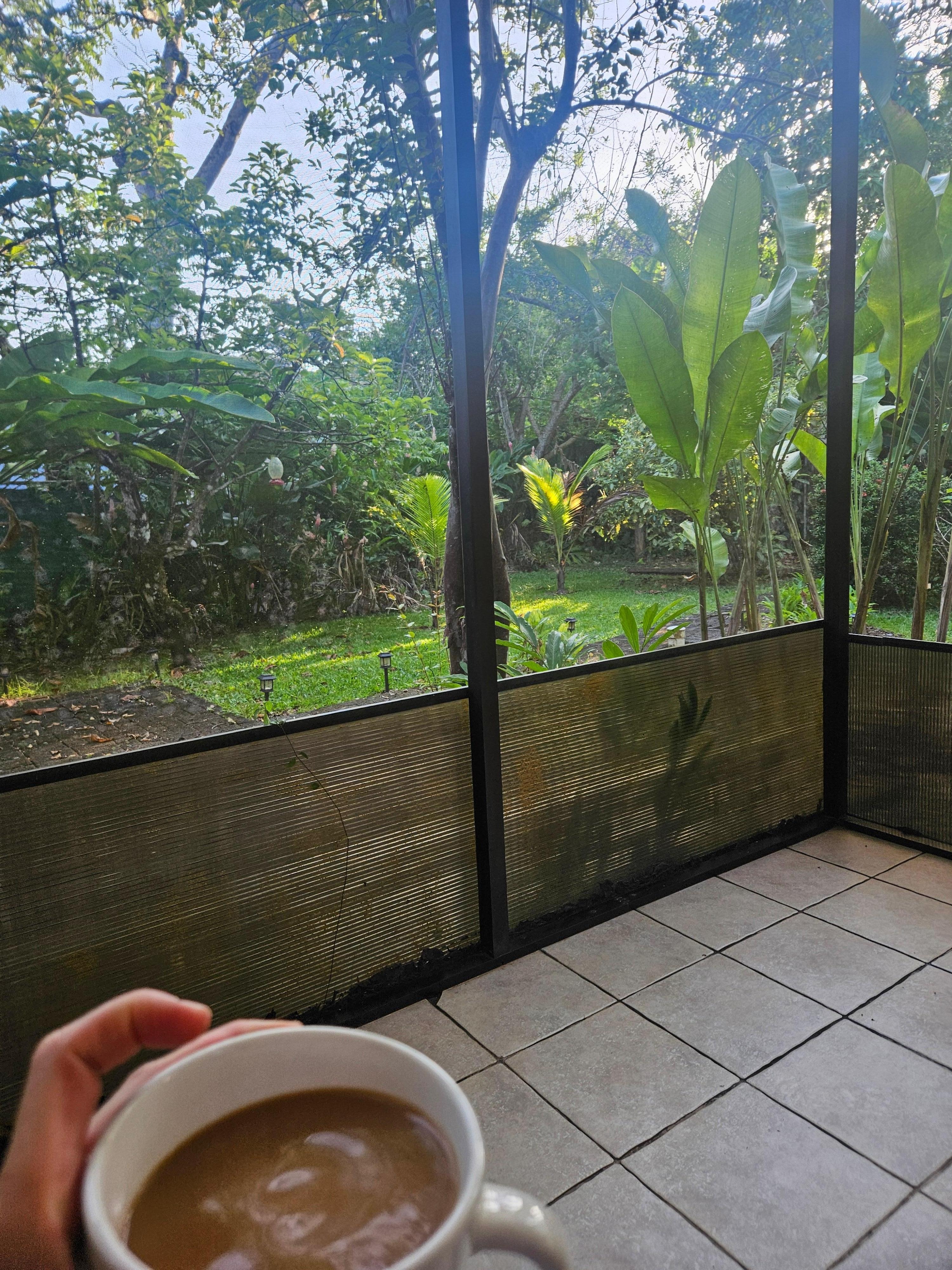 Patio was perfect for morning coffee!!