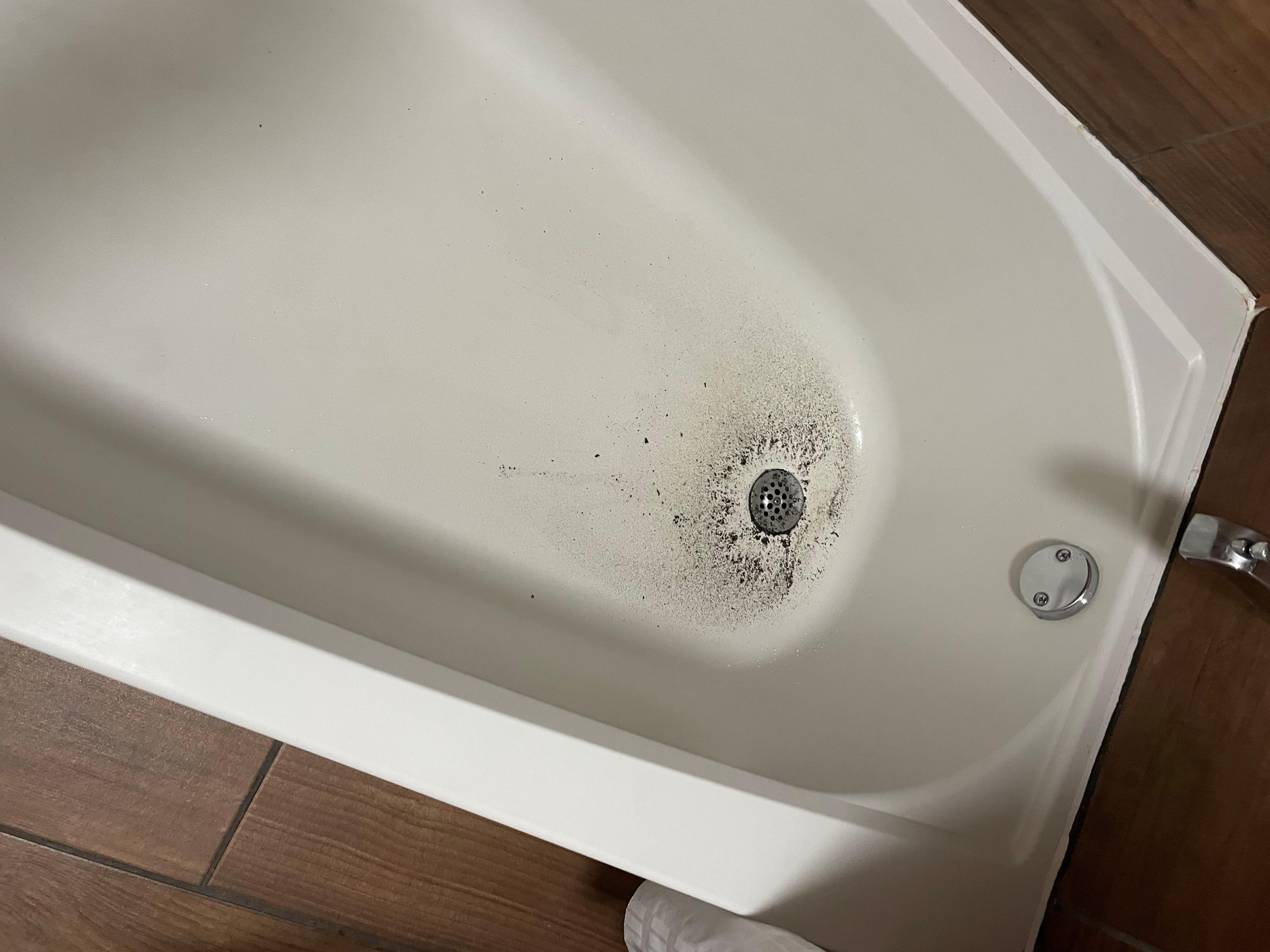 1st night dried sewage in tub. July 10th. 
