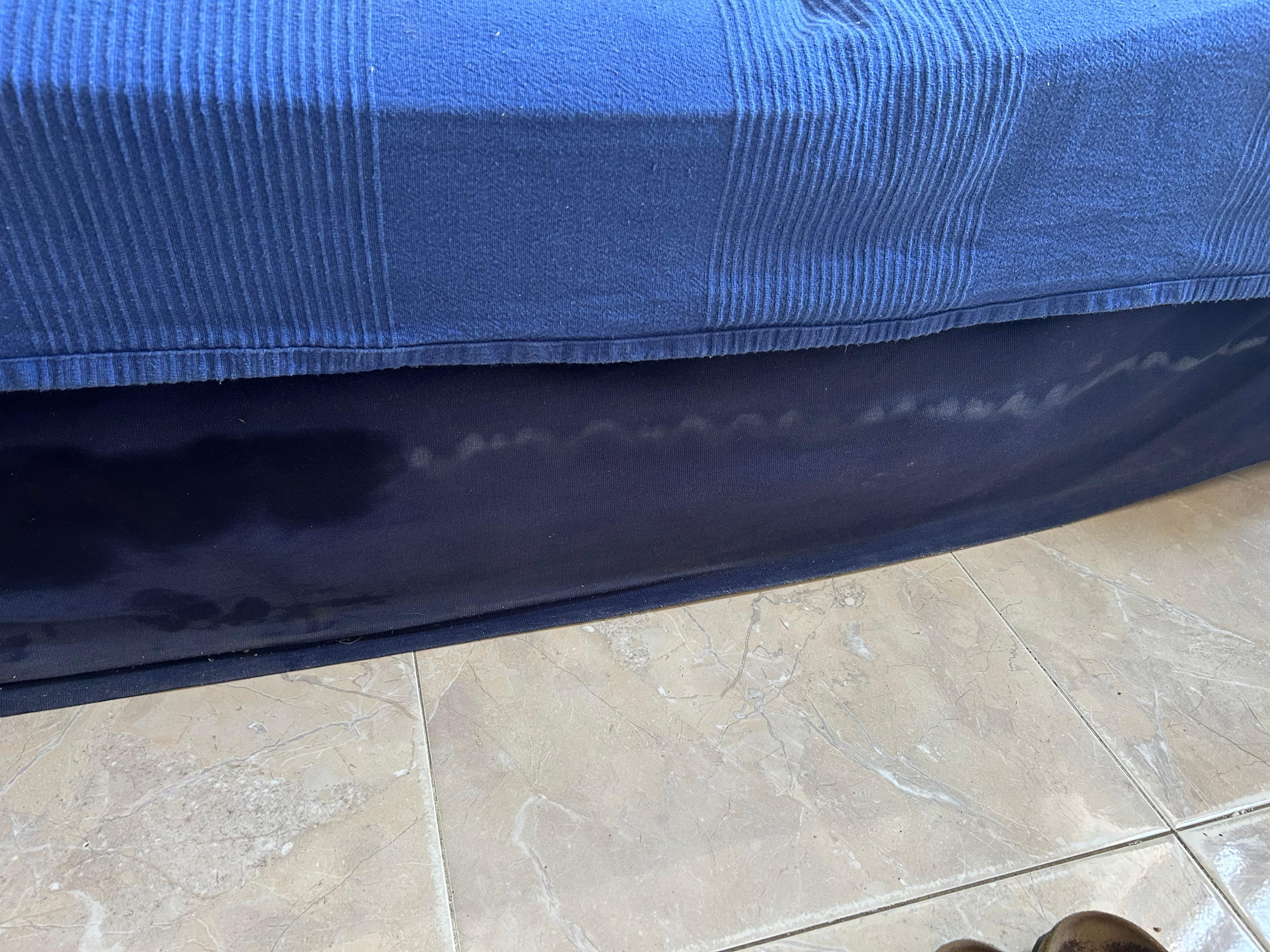 Stain along the bottom of the couch that I washed when we arrived. 