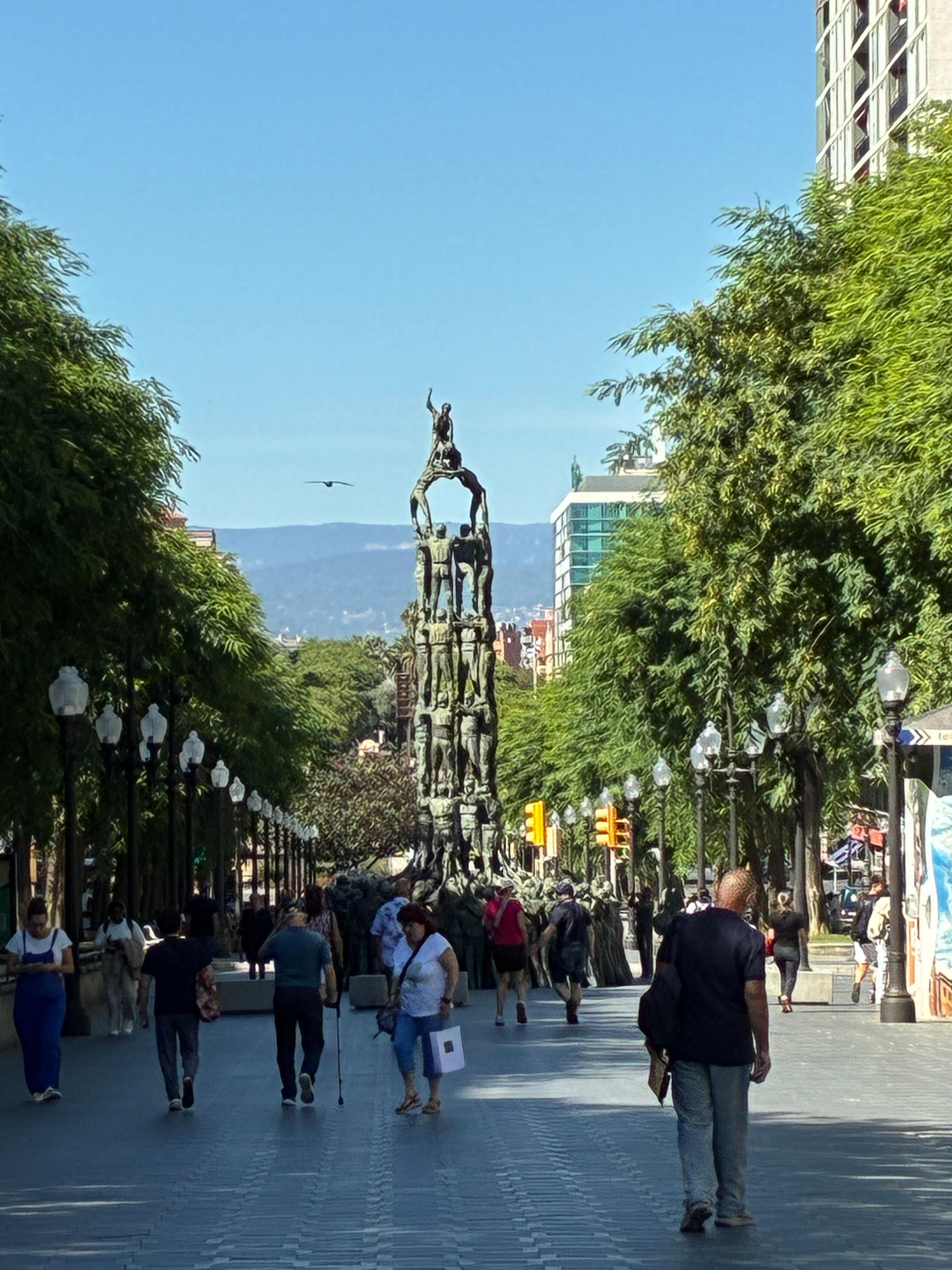 The main Rambla with sculpture 