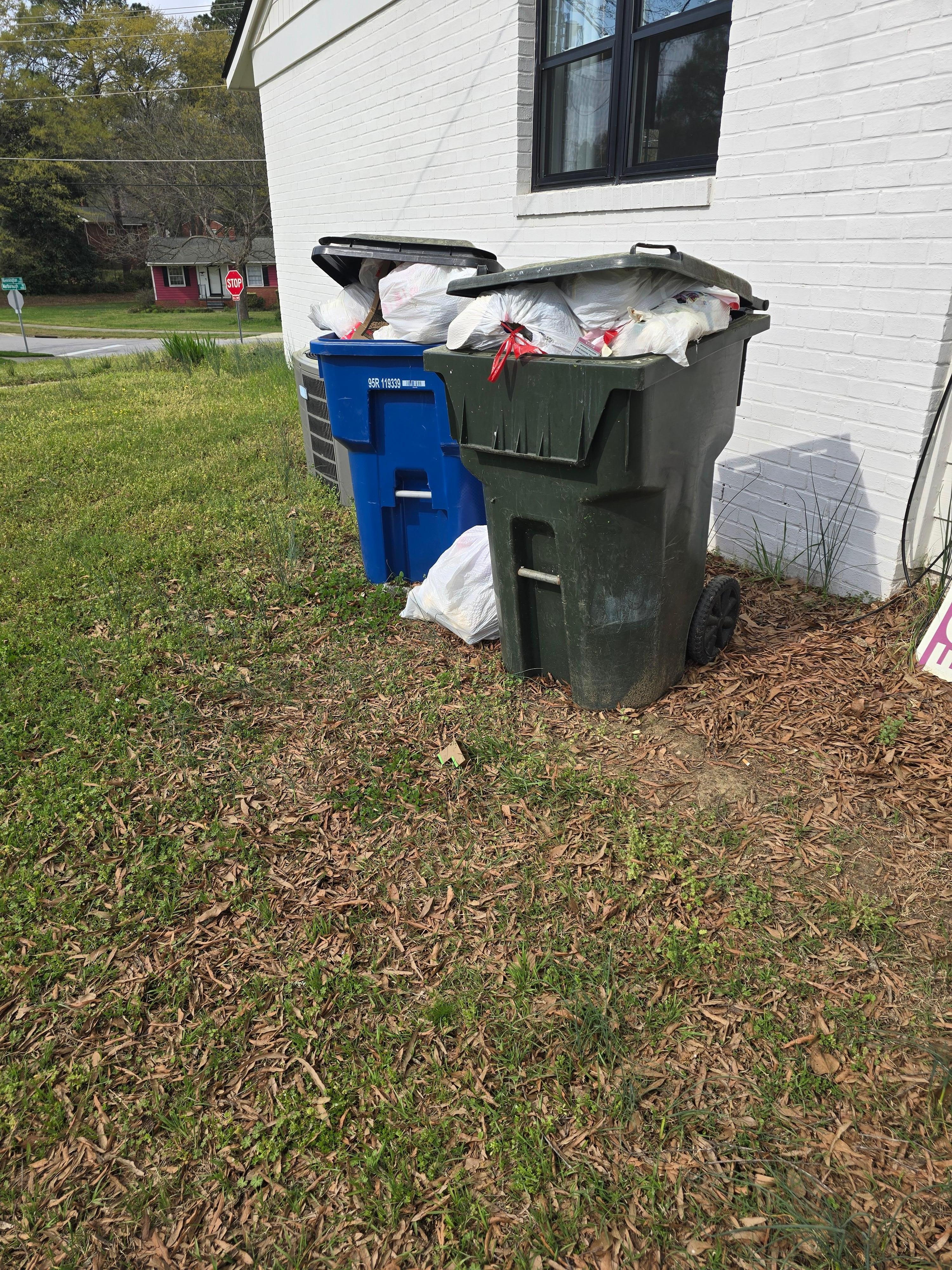 The trash cans were already full when we got there so there was no place to put our trash other than on the ground next to the trash can