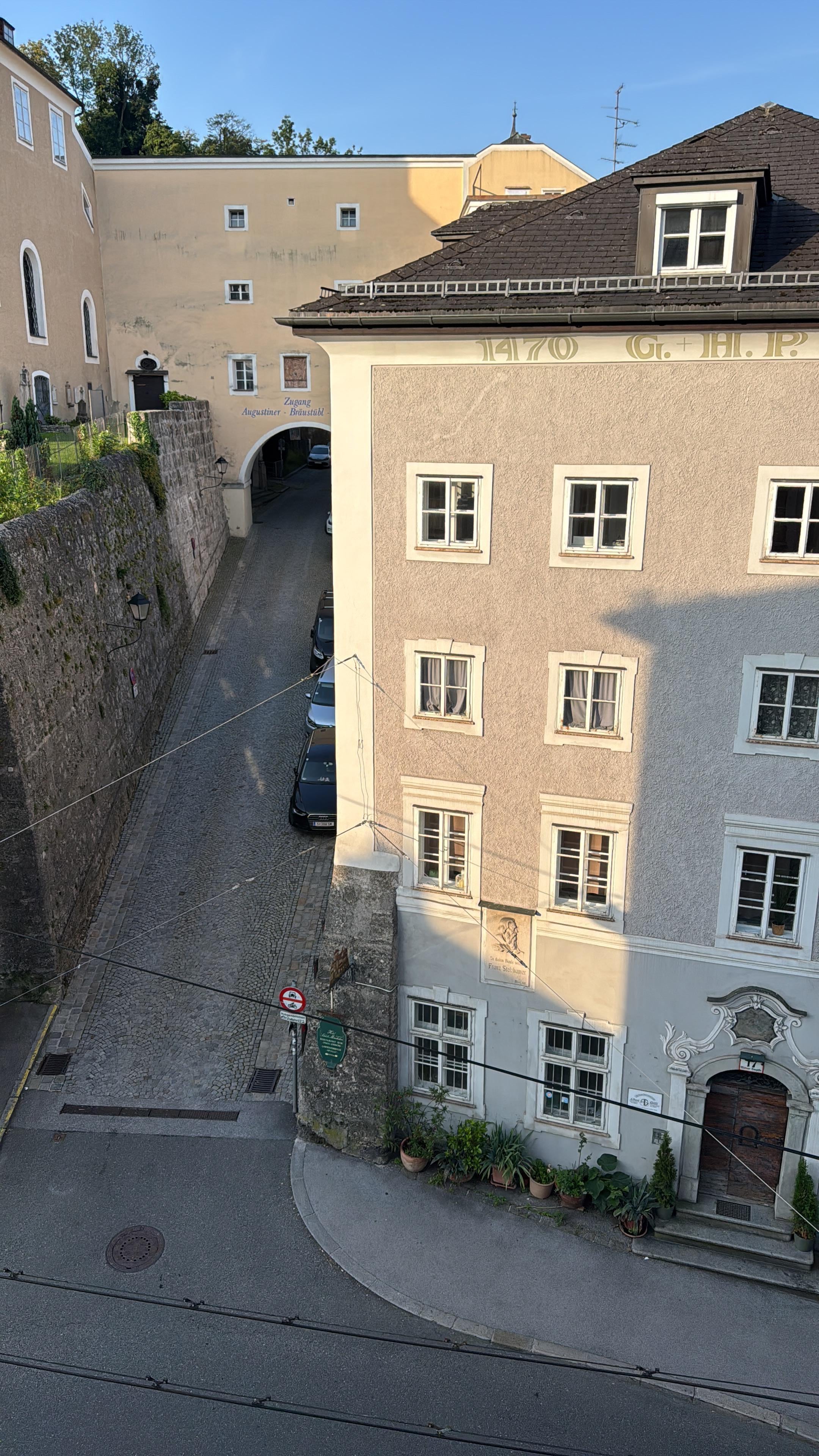 Street view toward the church