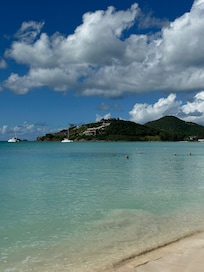 The beautiful Jolly Harbour Beach