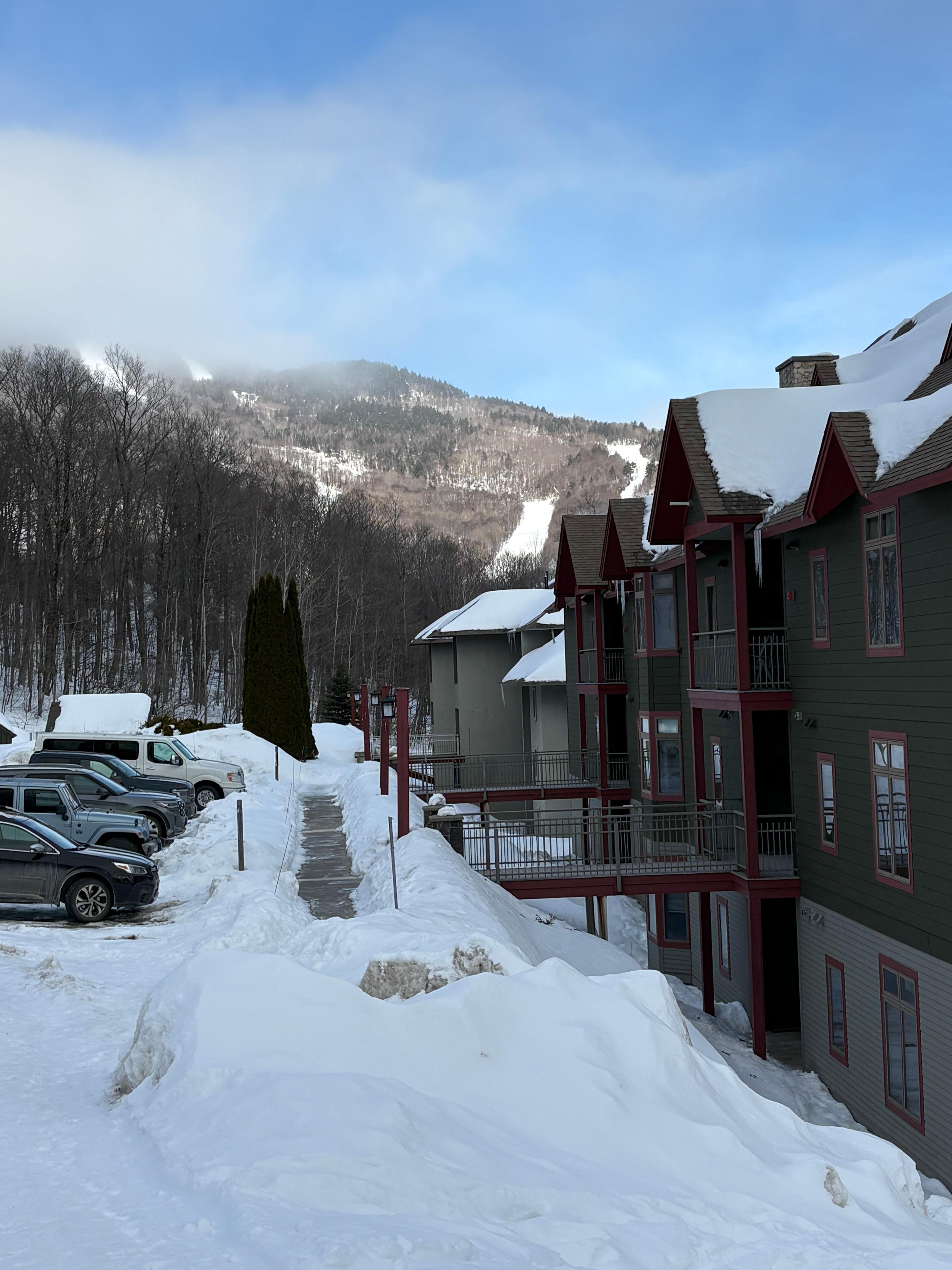 At the chairlift looking at the building and spectacular view