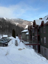 At the chairlift looking at the building and spectacular view