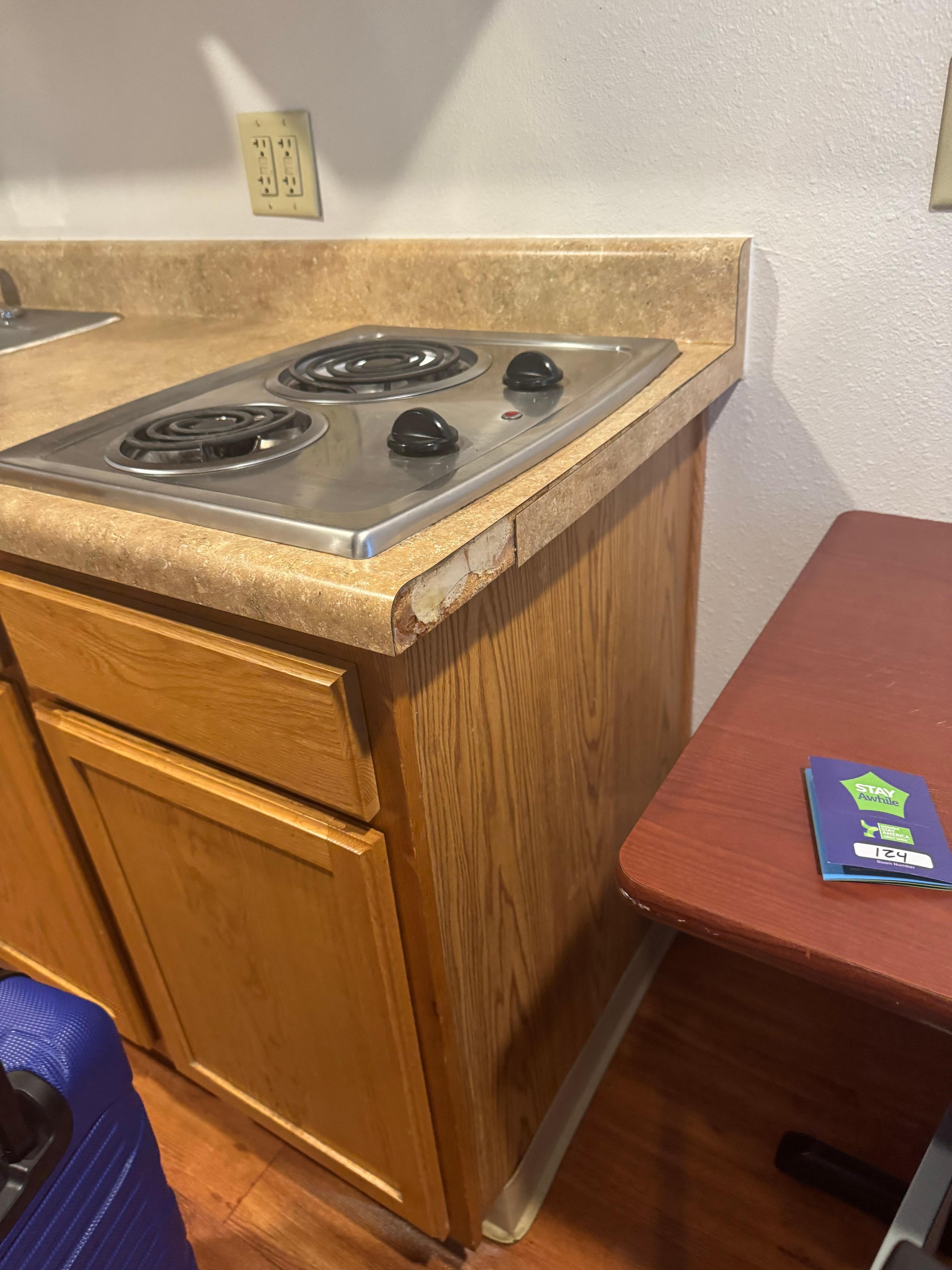Side of counter is broken off.