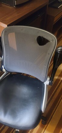 This is the desk chair they provided, to use with the filthy desk.