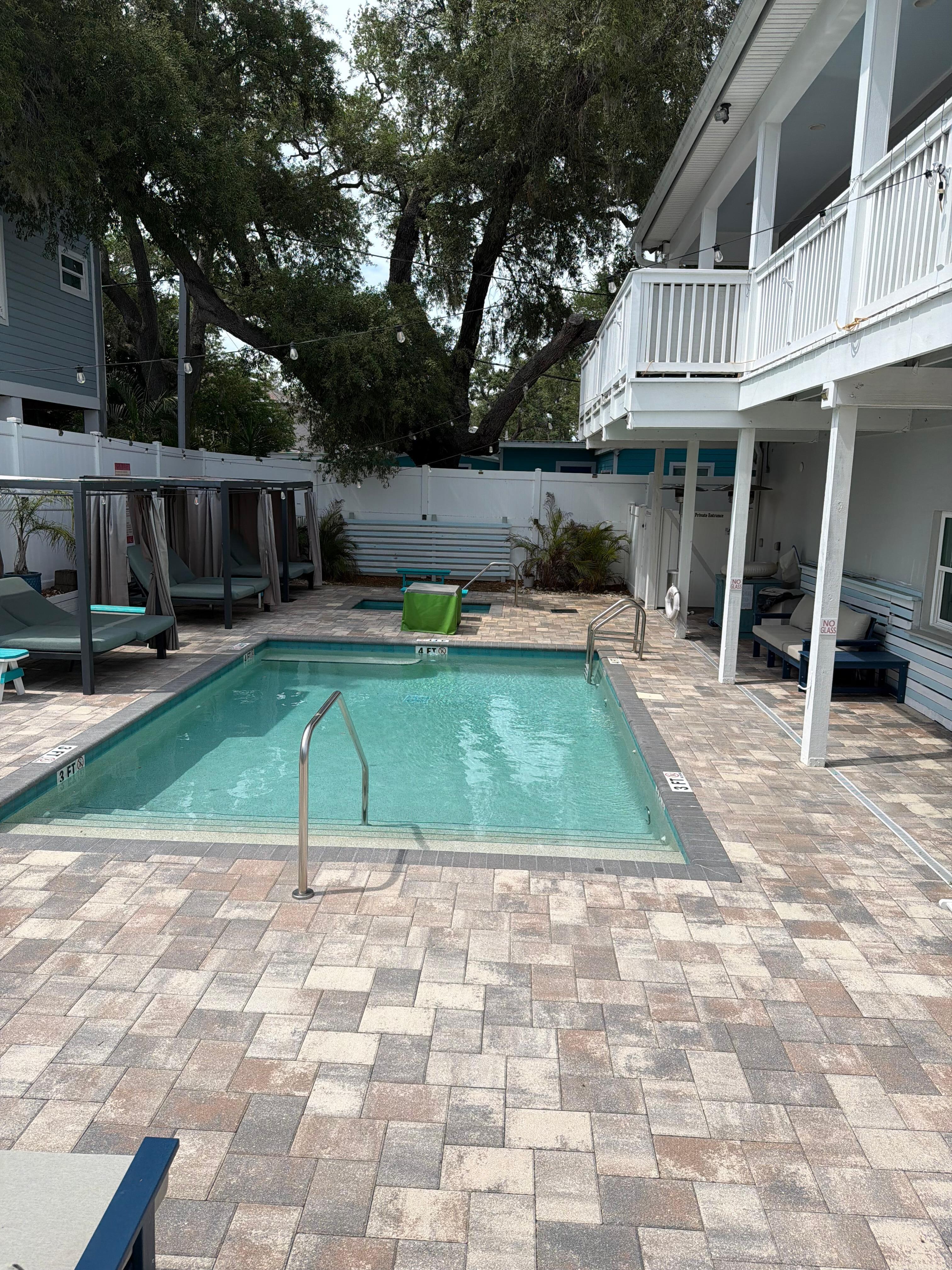 Pool area.. mostly dirty.