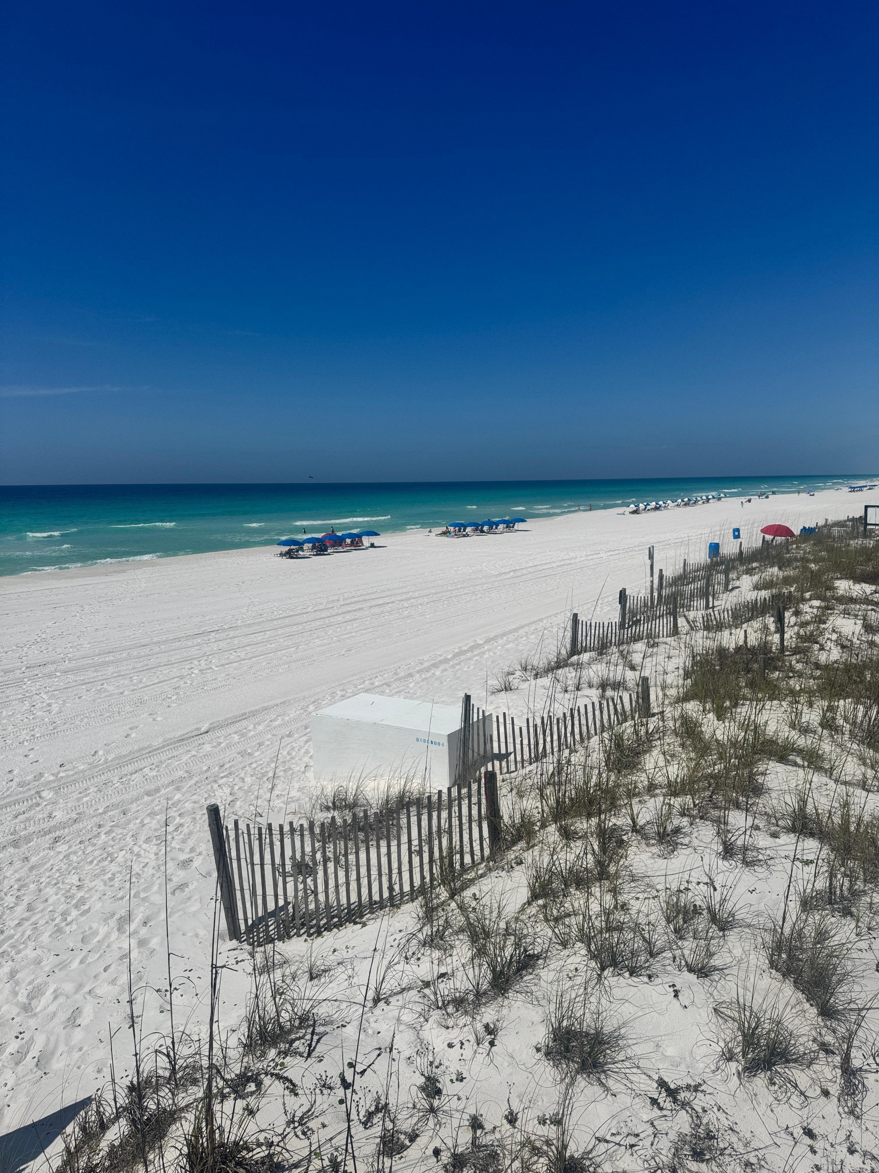 Beach at end of short boardwalk