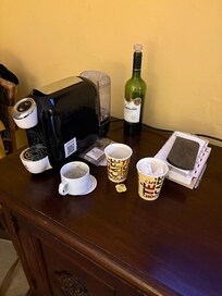 Never replenished the Coffee or fresh cups. 2 days of cups left untouched. No facility for making tea. I don’t drink coffee only tea.