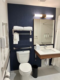 Toilet/sink area - very well lit.