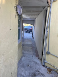 View from front door out to parking lot.