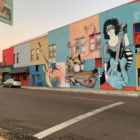 Blue door is the entrance