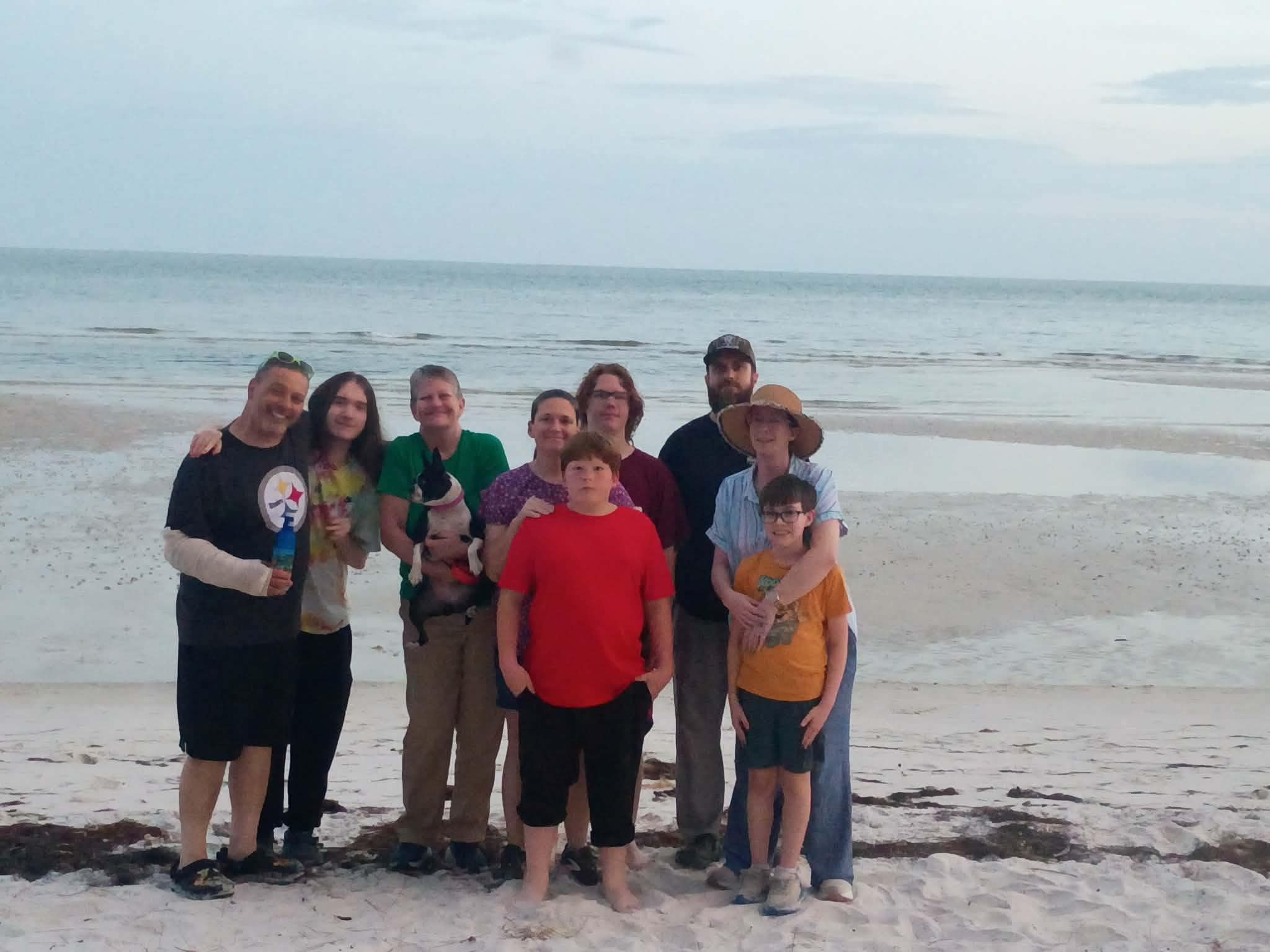 All of us, and family, on the beach/back yard 