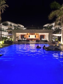 Coral Pool Bar Lounge Night view at Beach Pool.
