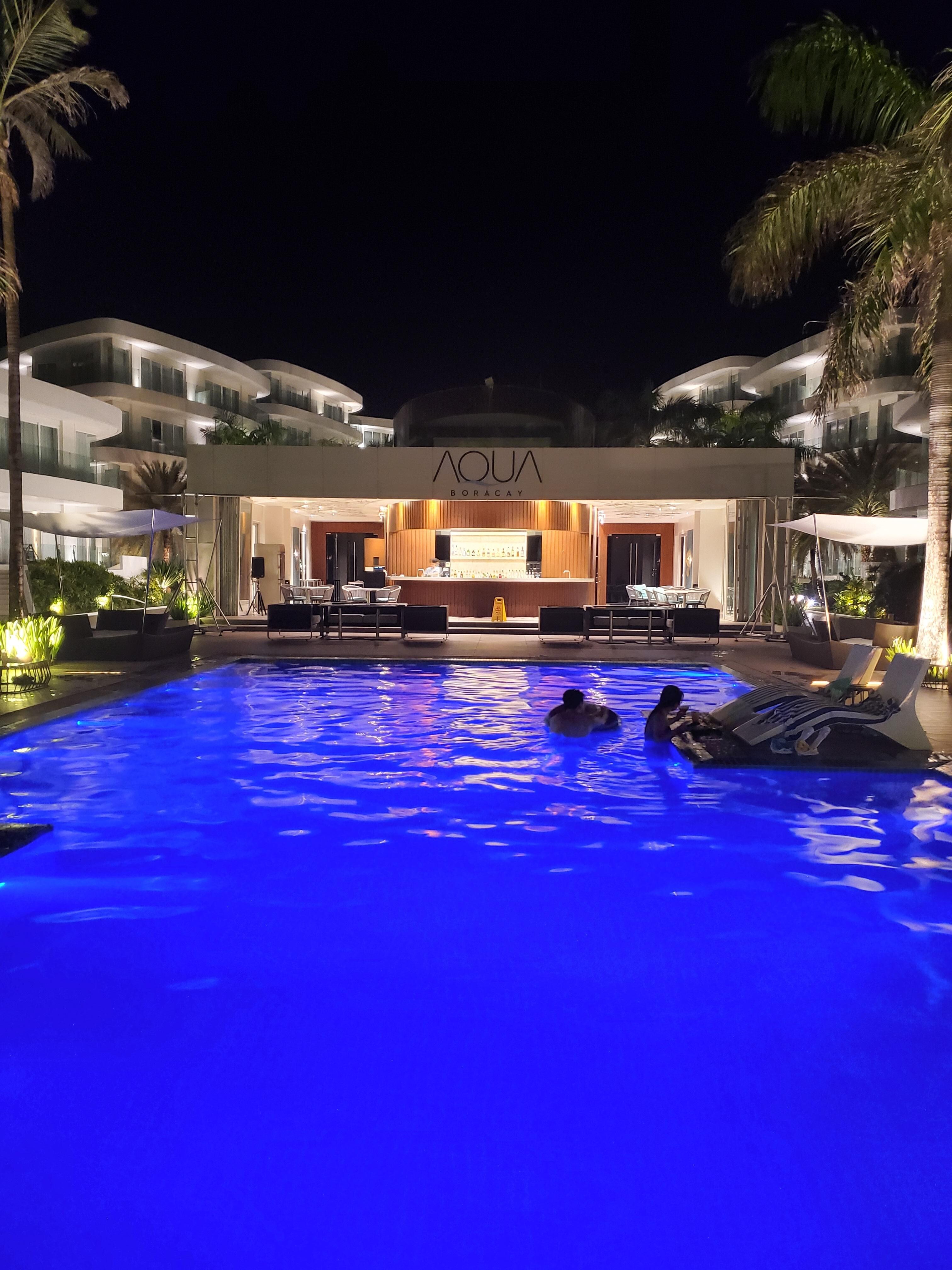 Coral Pool Bar Lounge Night view at Beach Pool.