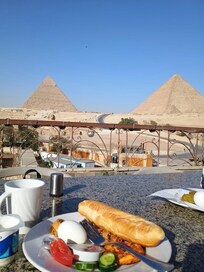 Breakfast with a great historic view.