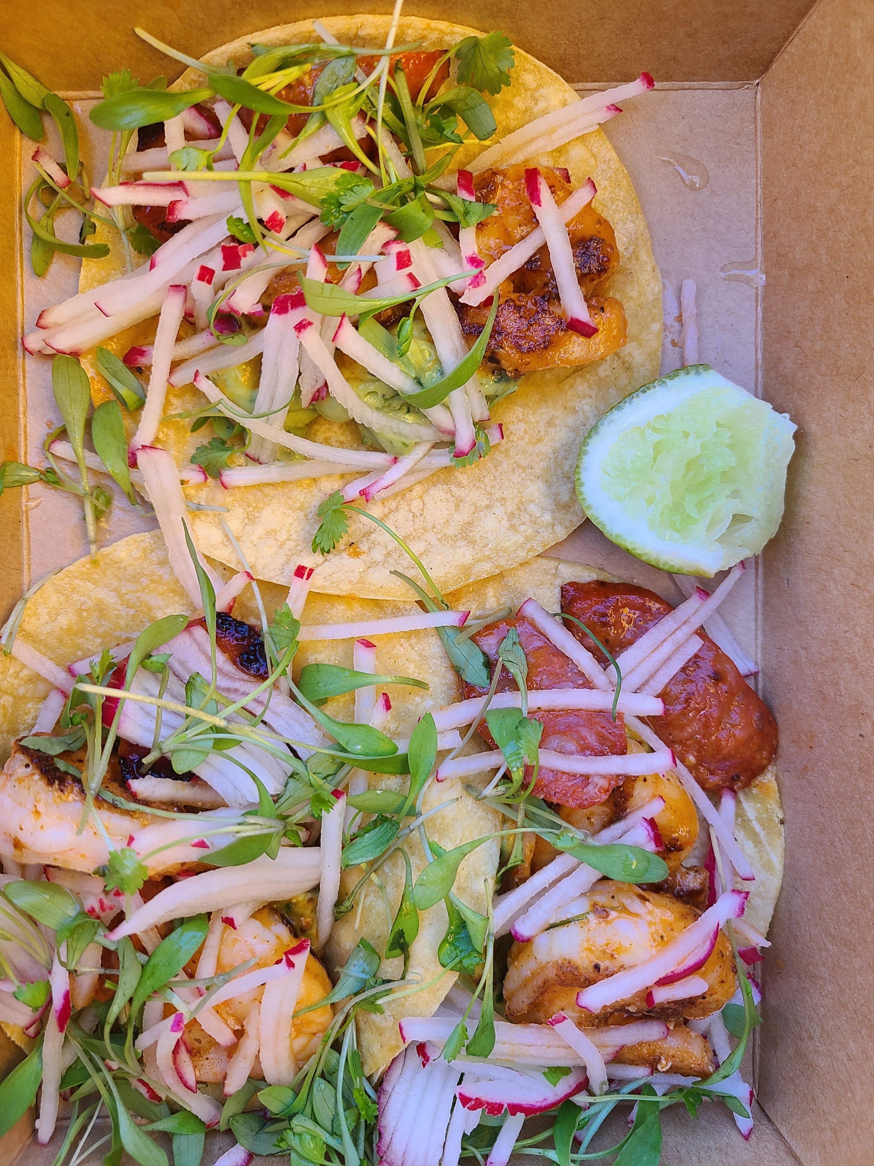 Shrimp & Chroizo tacos