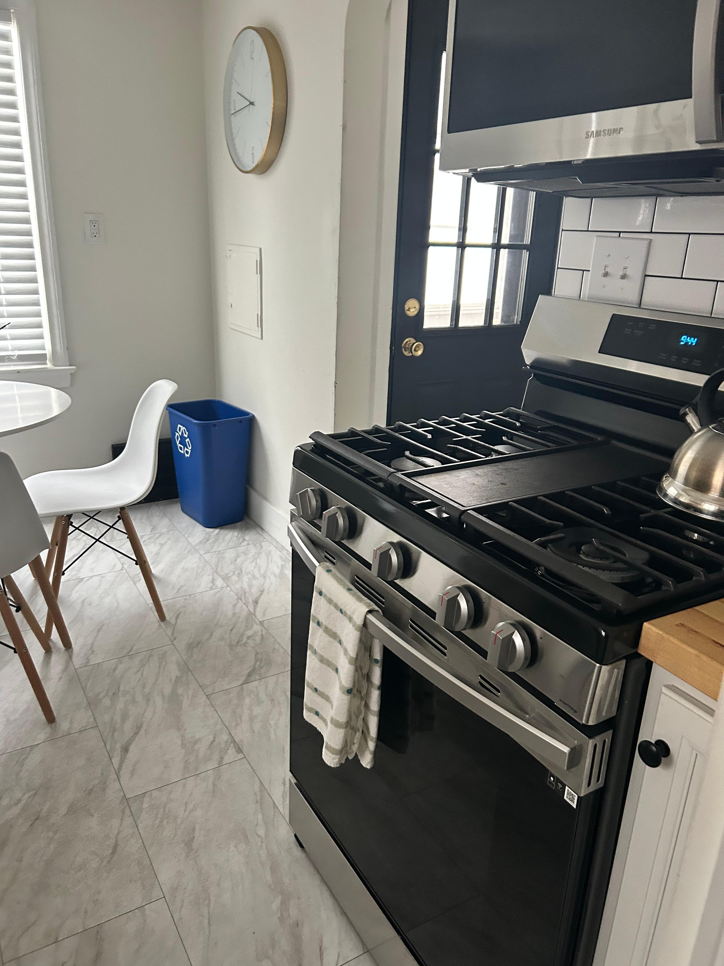 Kitchen with back end porch 
