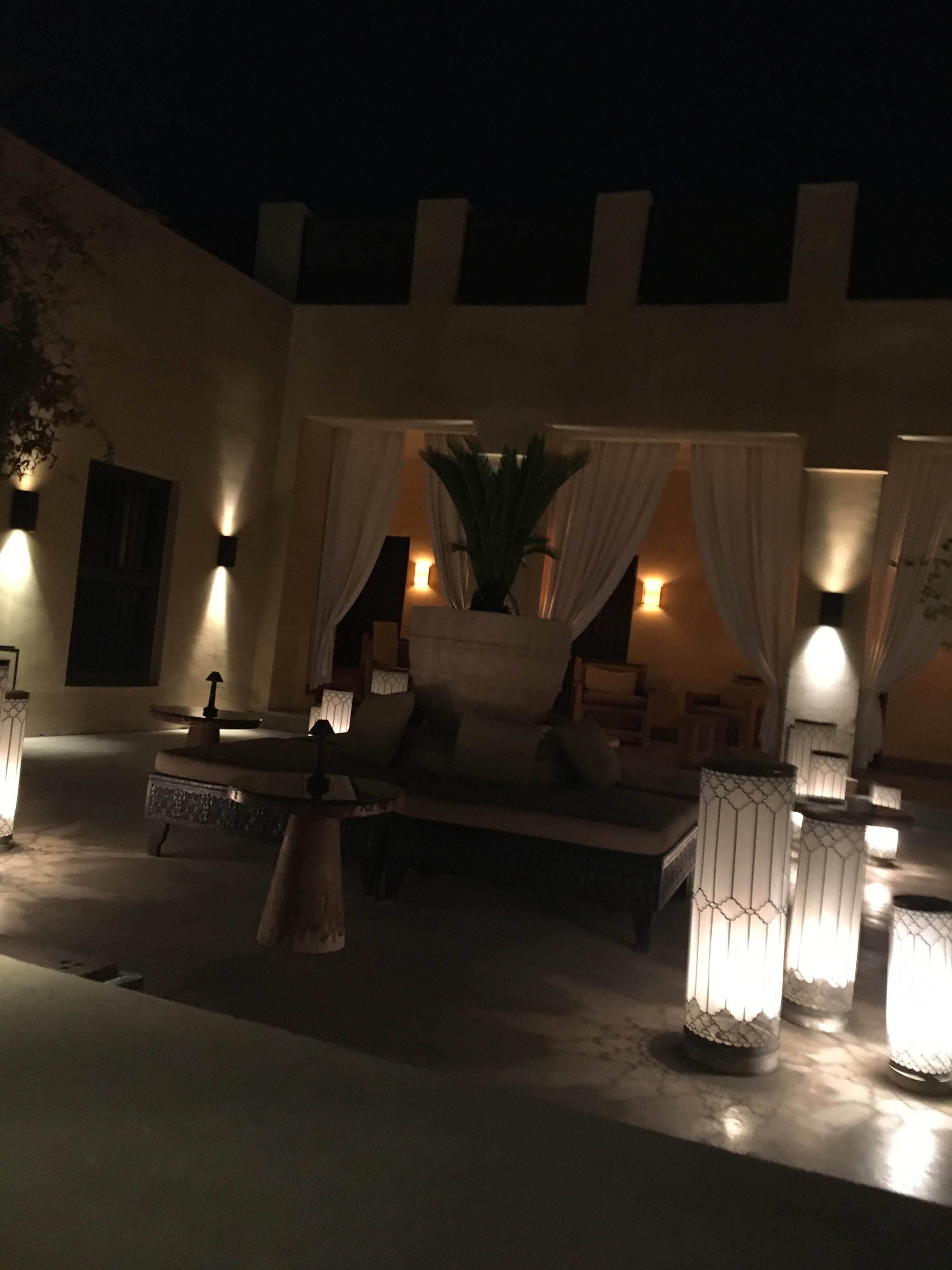 The welcoming courtyard…with a lavender juice spritzer to start your stay. 