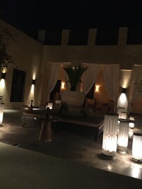 The welcoming courtyard…with a lavender juice spritzer to start your stay.