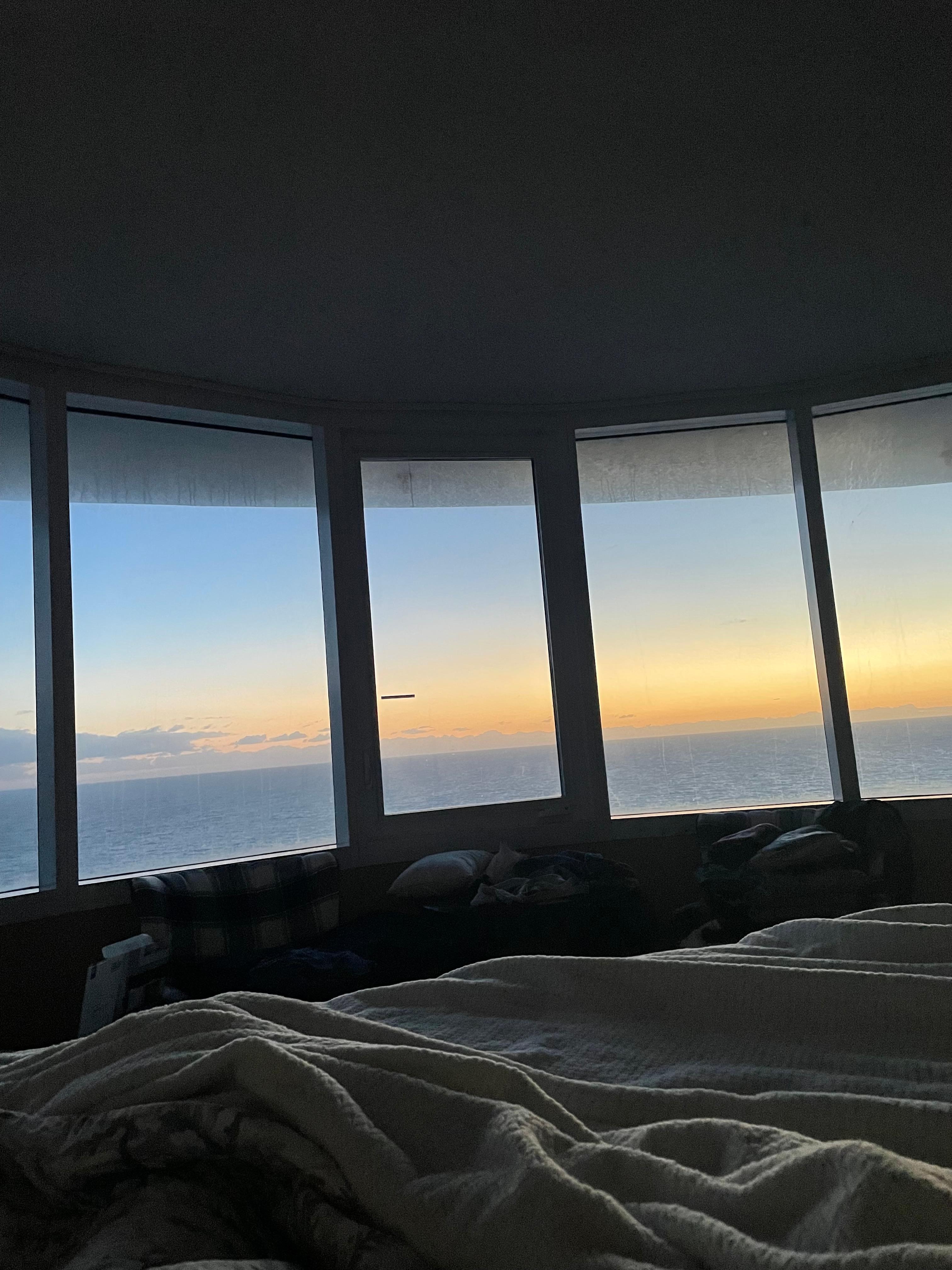 View of ocean from the bed