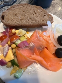 Fresh lox each morning among other sumptuous treats