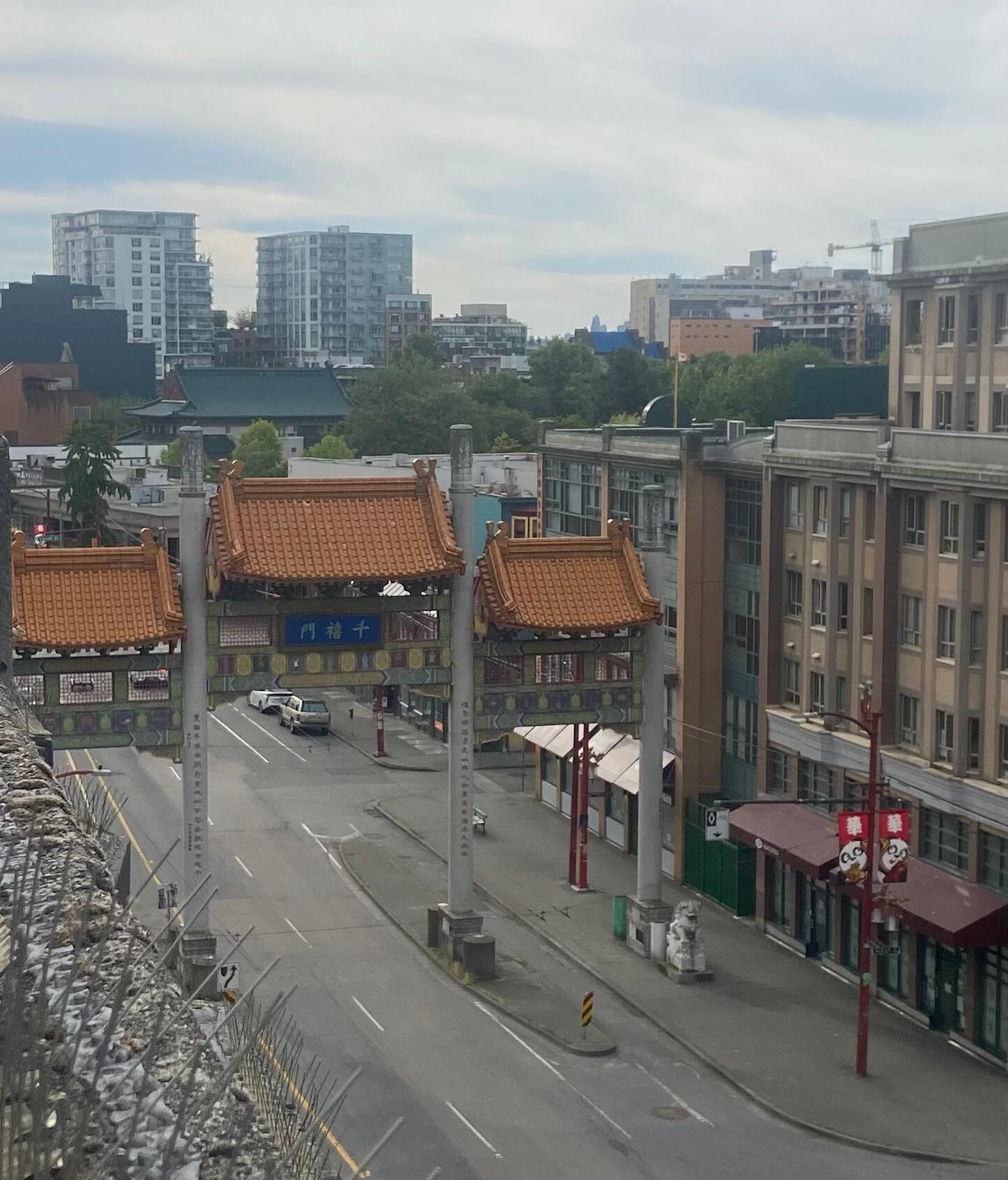 Rooftop view of entrance to Chinatown