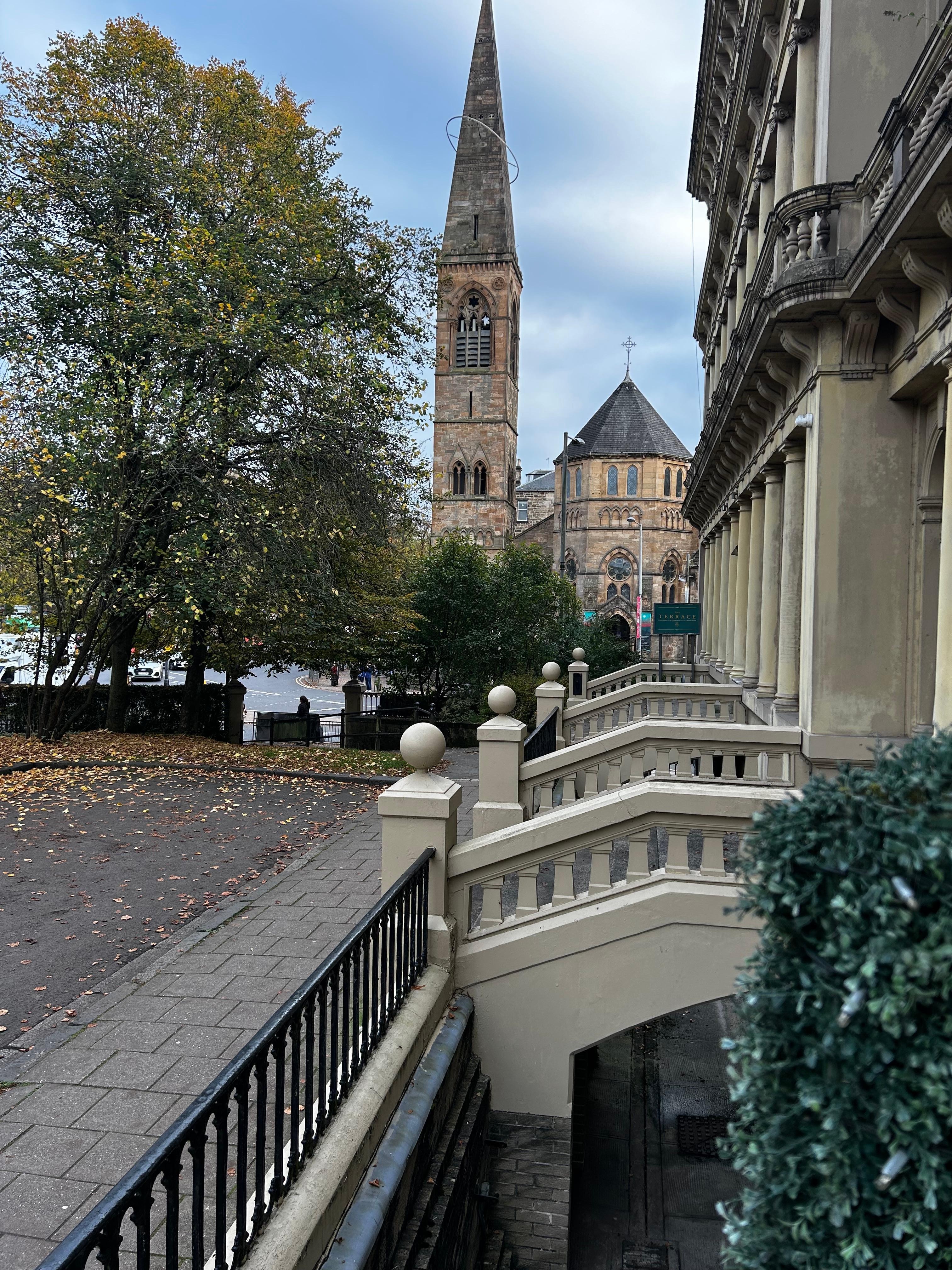 Out the front of the hotel looking right