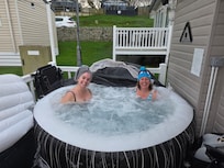 Enjoying the hot tub