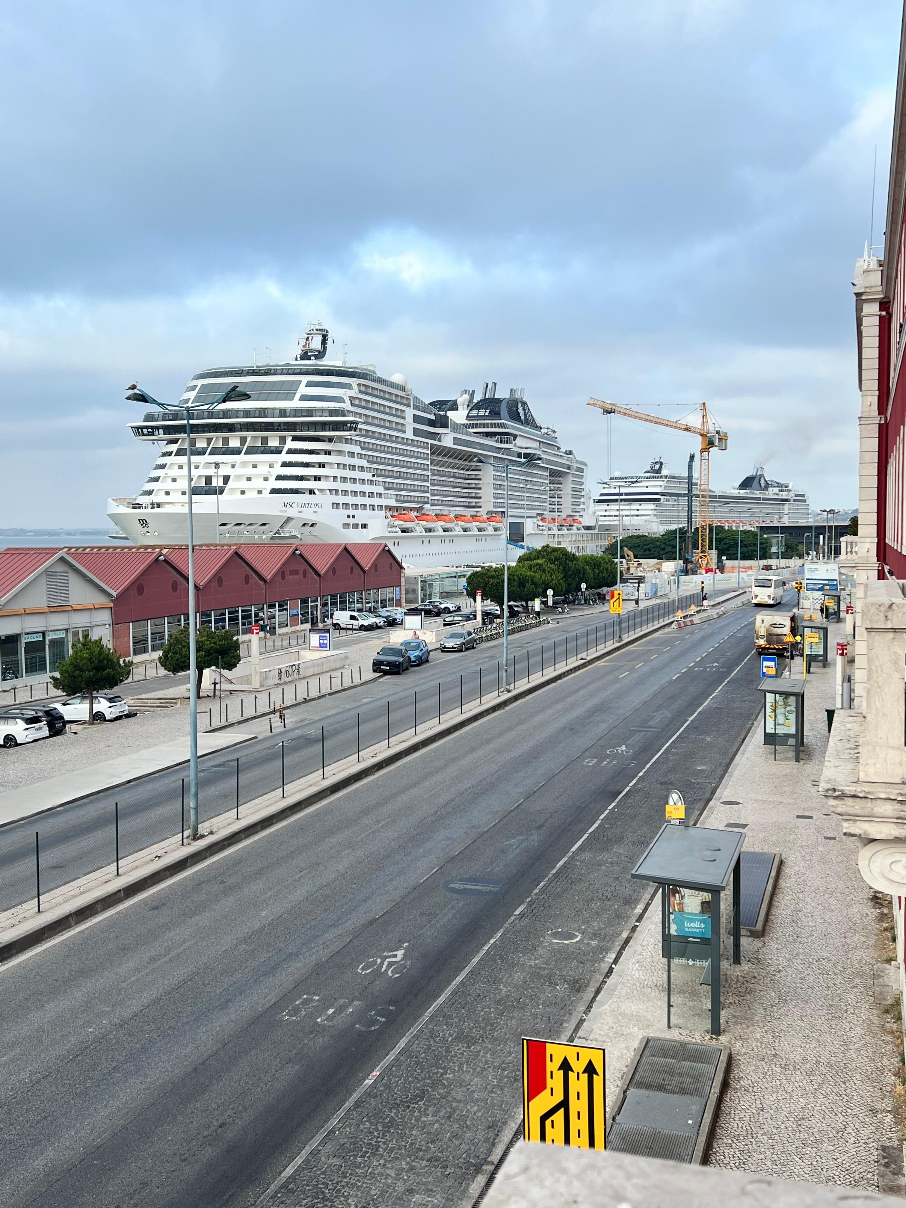 Cruise terminal seen from riverside balcony room
