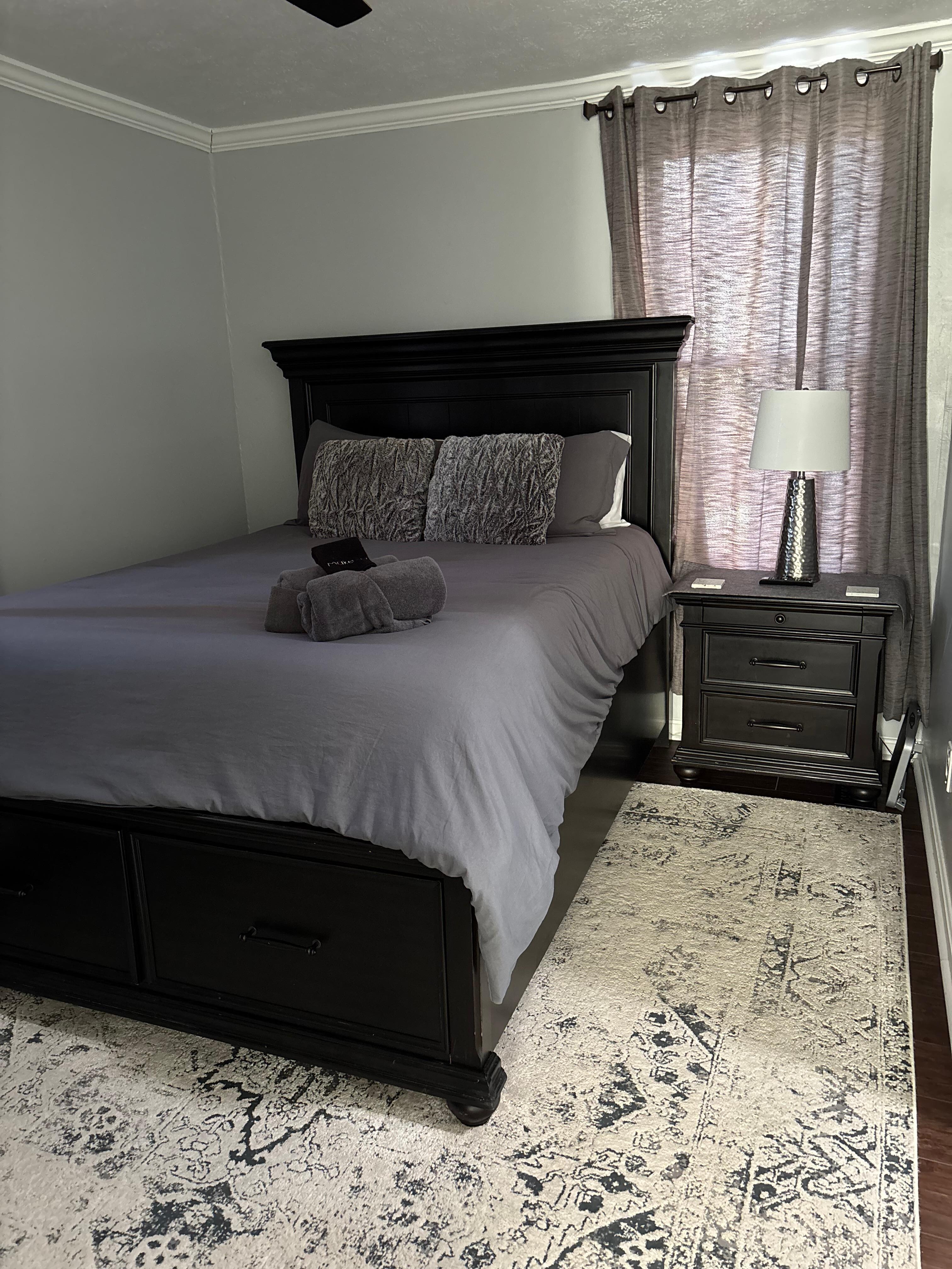 Bedroom in rear of house. Shotgun style house so kitchen is off bedroom, 