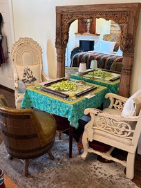 Cute robe in bathroom.