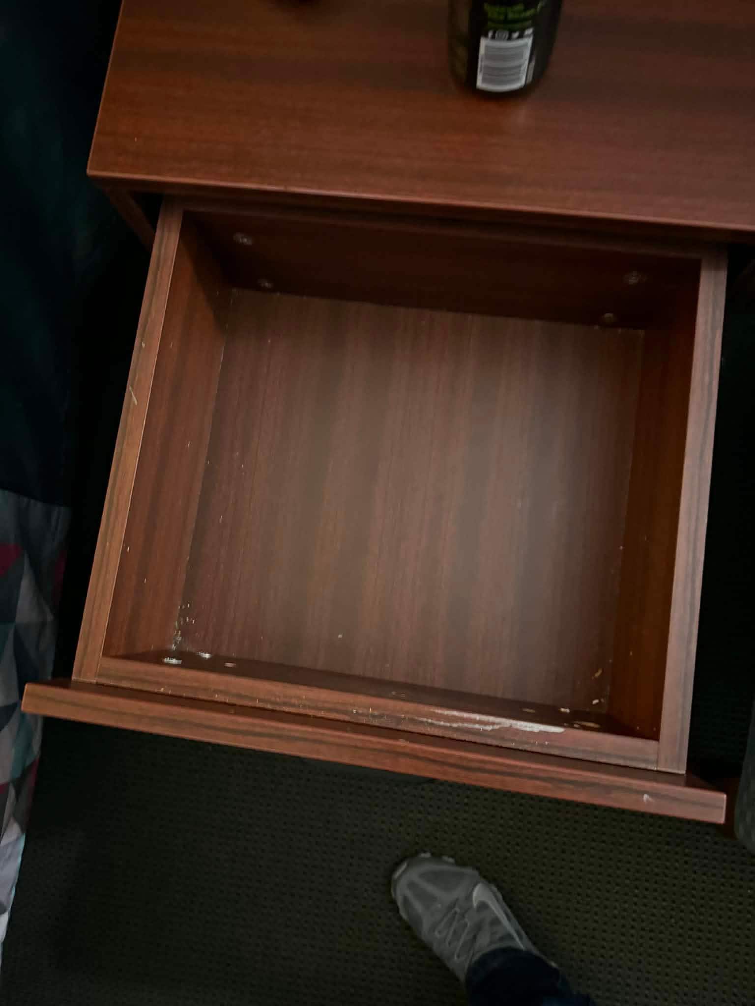 Crumbs inside drawer