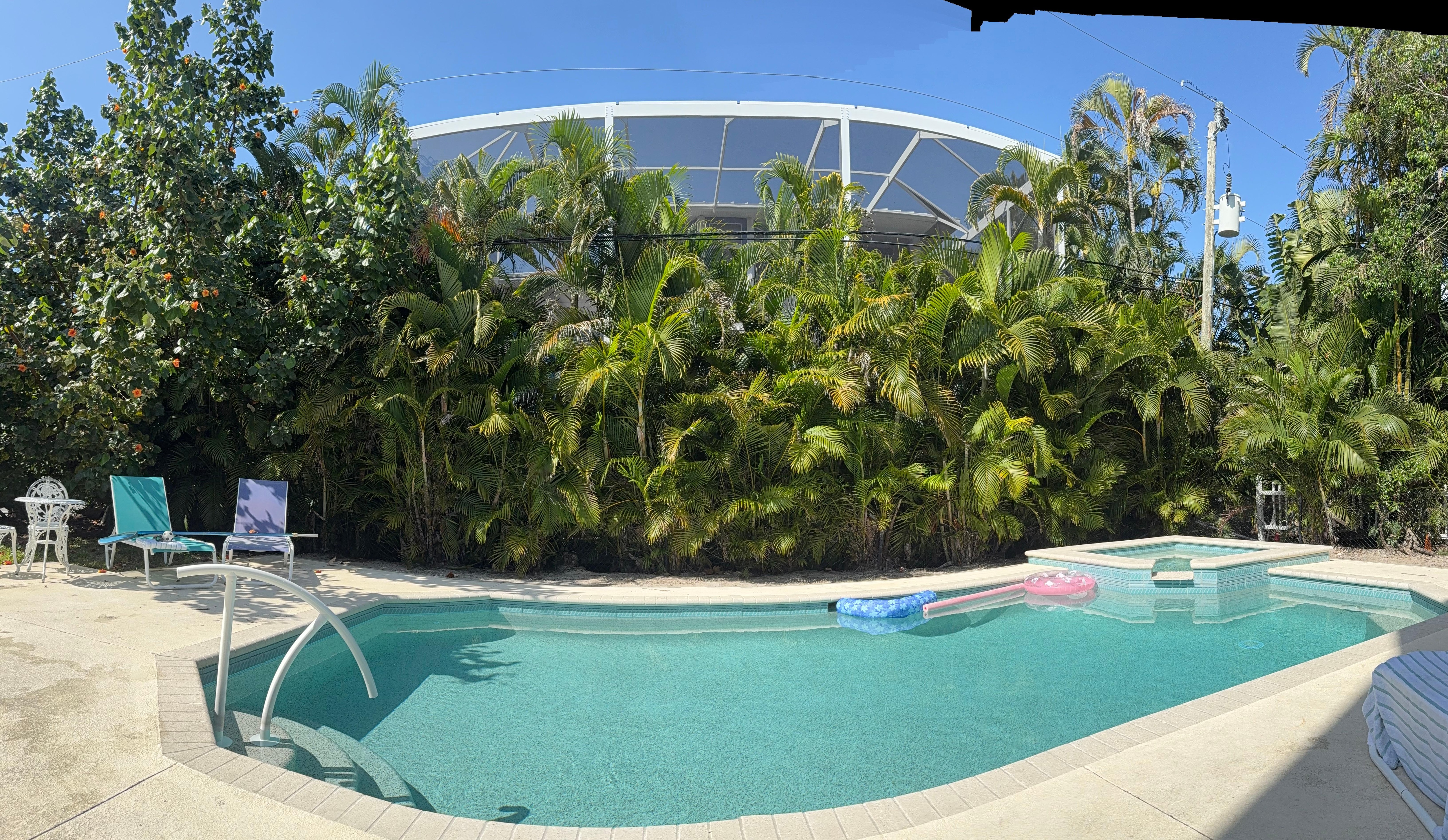 Beautiful, private backyard; perfect for a pool and hot-tub. Complete with a shower and bathroom outside.