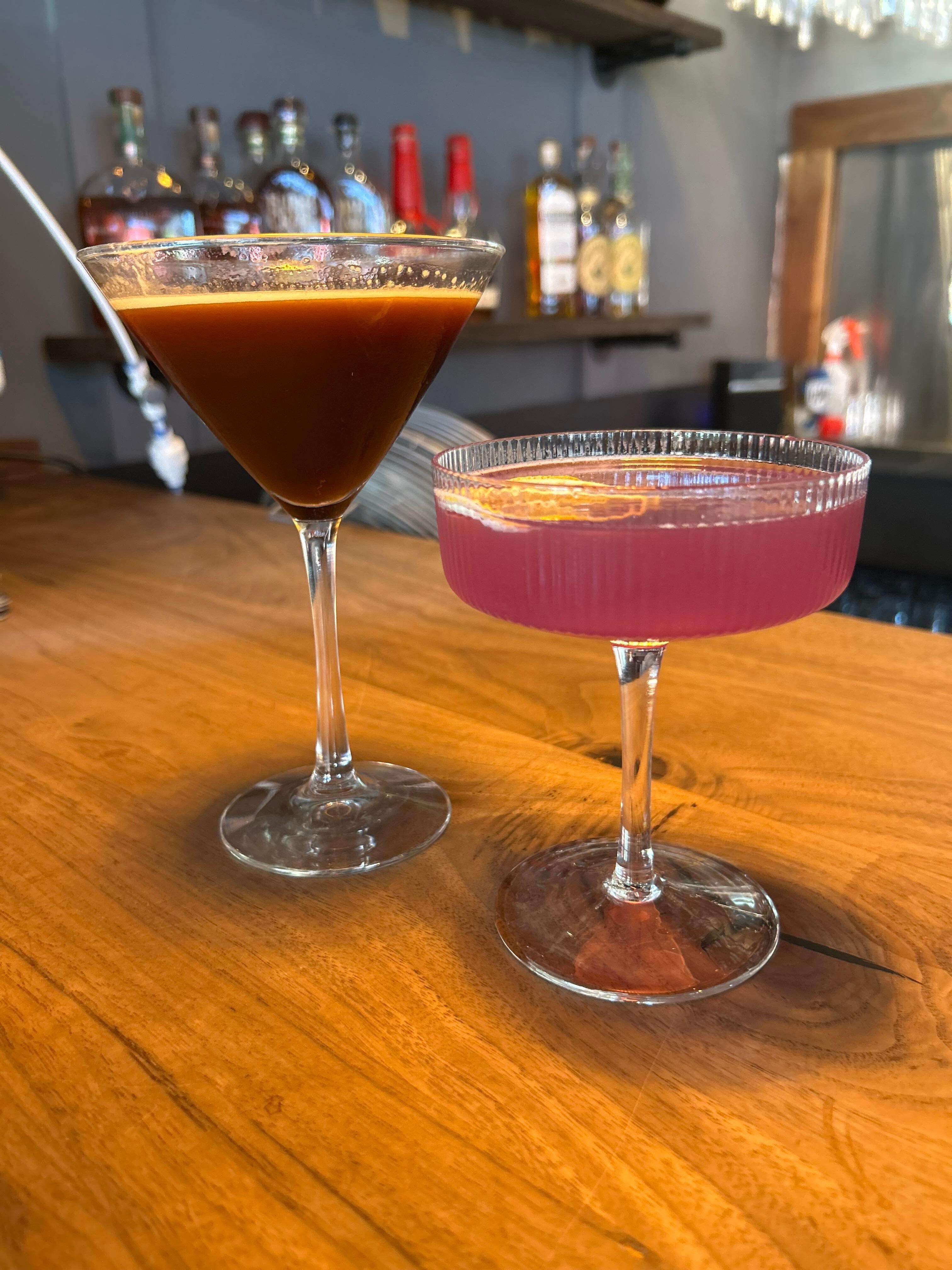 Espresso martini and Lavender martini at Pickwicks 