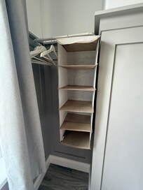 Perfect little space to keep your belongings or set out your outfit for the next day.