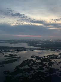 Sunrise over the bayou on our red-eye flight in