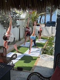 Yoga by day and bocce by night!