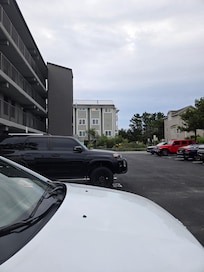 From the parking spot allotted with the rental to where the beach is.