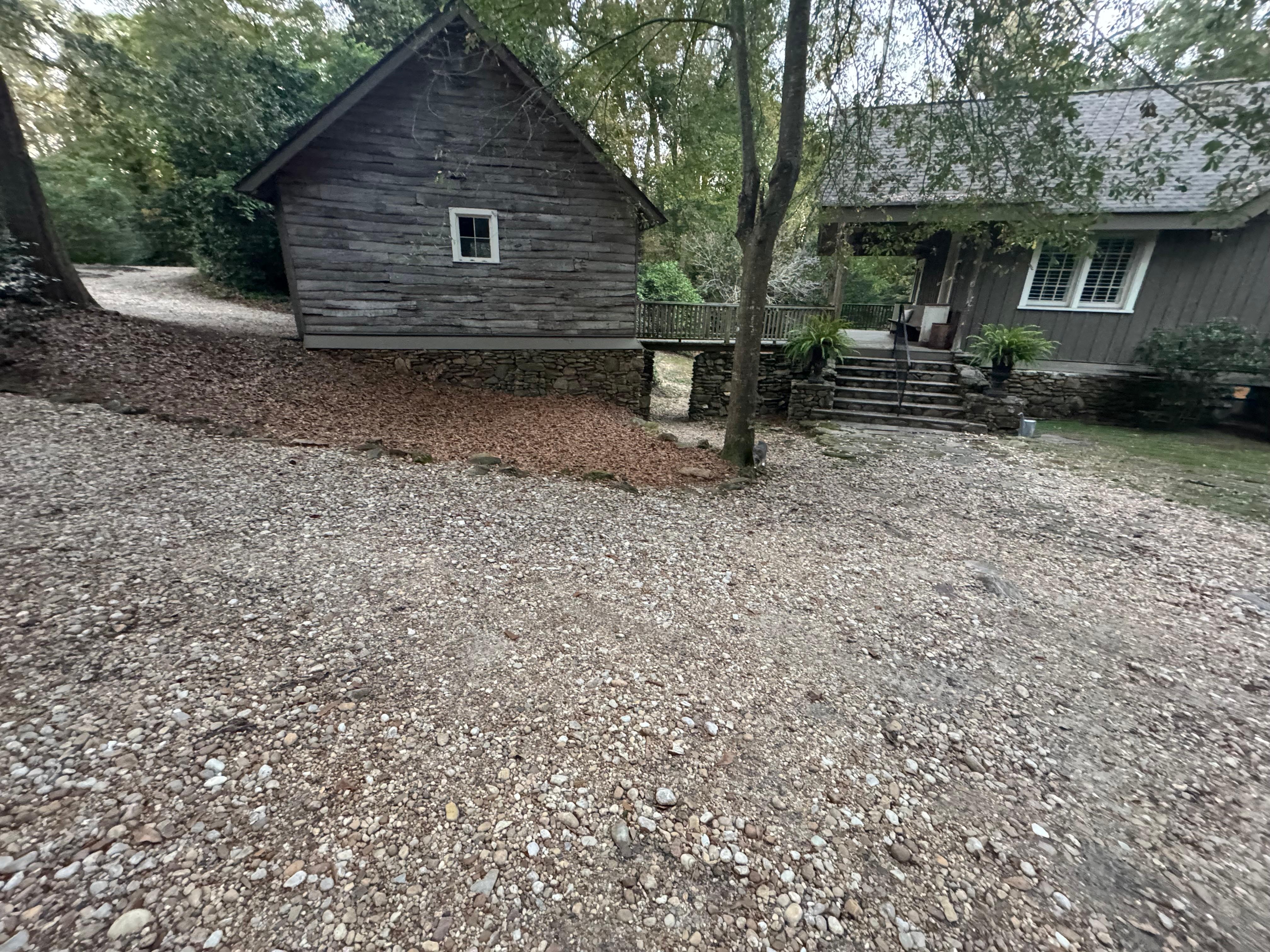 Front exterior with circle drive. 