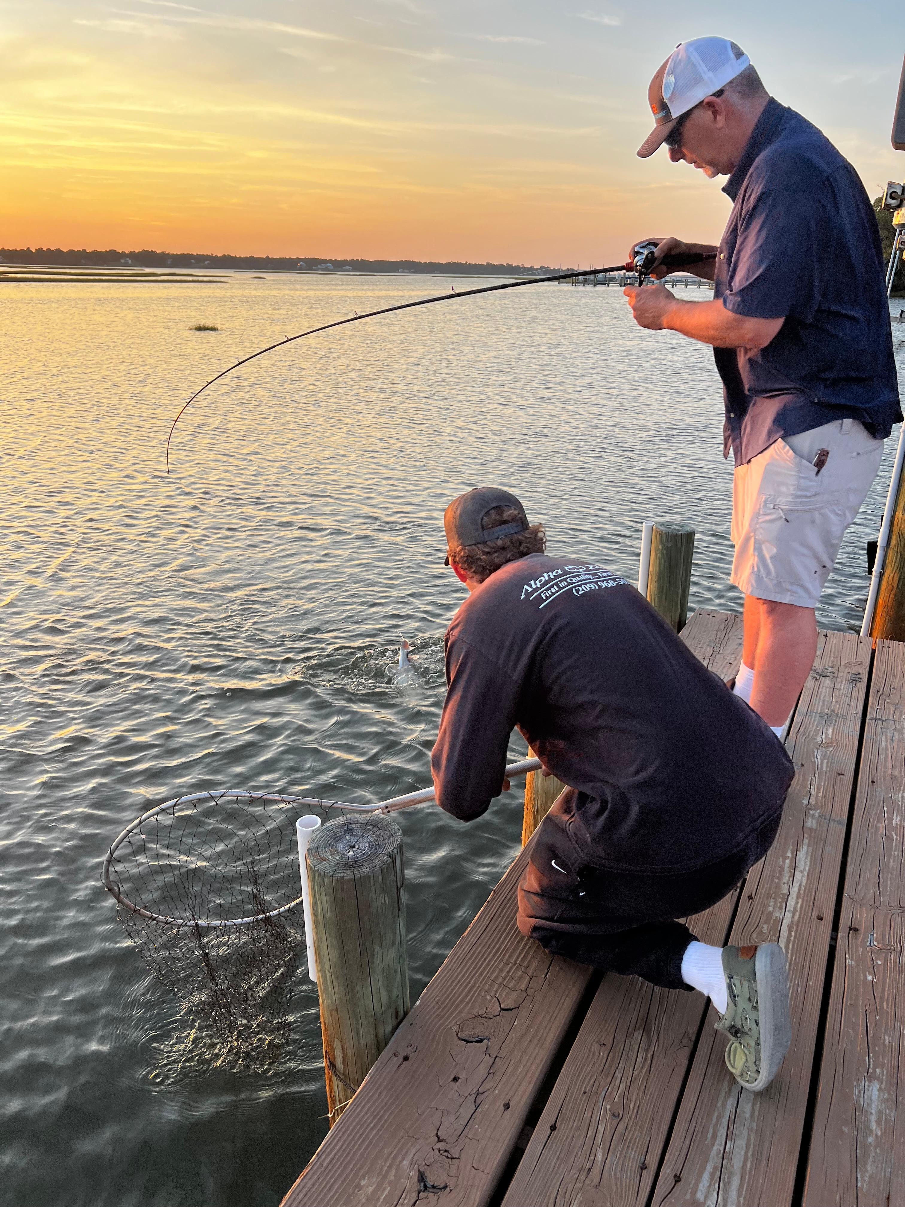 Catching red drum off the dock 