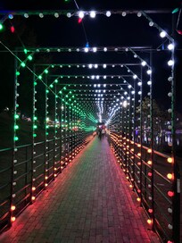 Light tunnel down at the river of lights. Less than a few blocks from hotel.